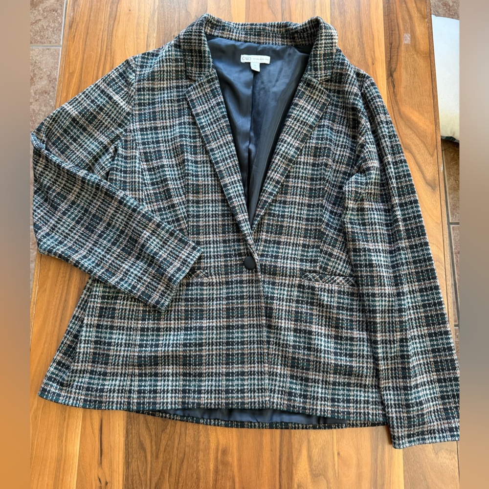Cato Black and White Plaid Blazer